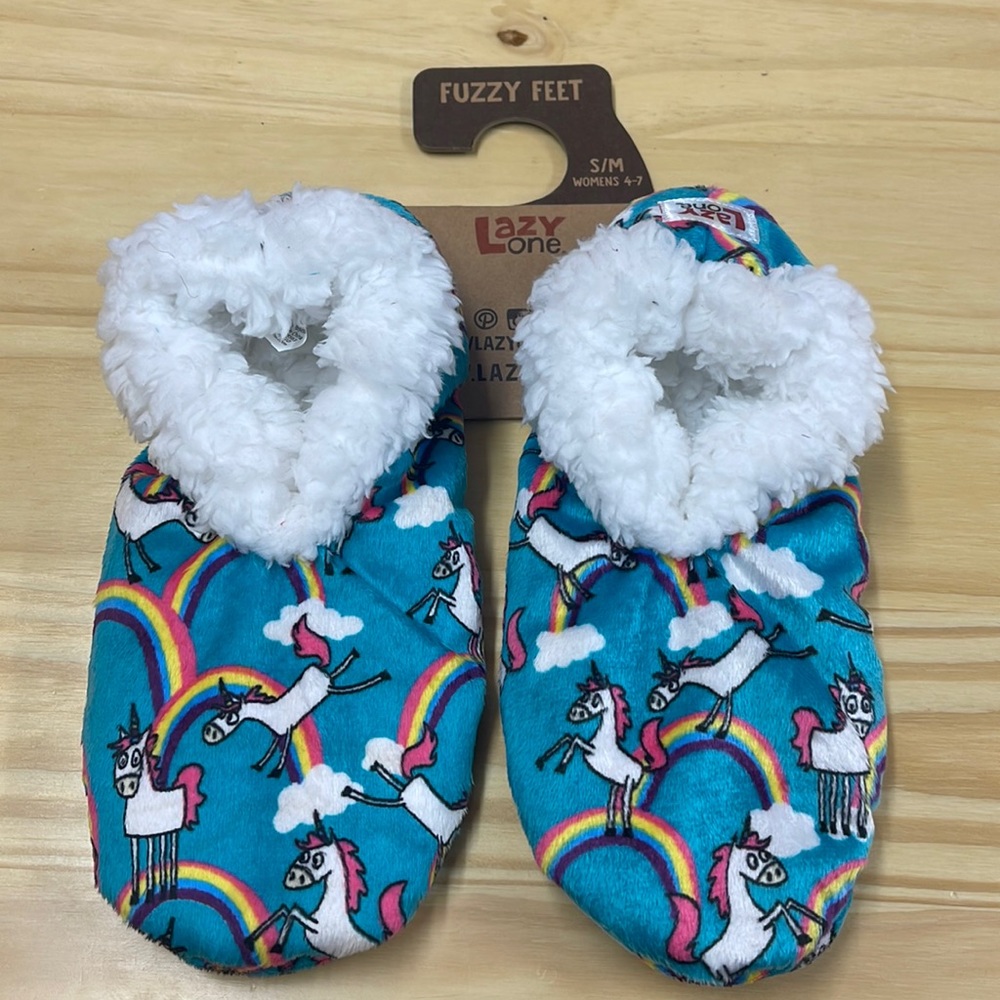 Lazy One Unicorn Fuzzy Feet Slippers
